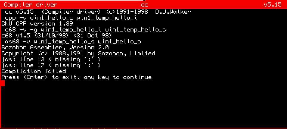 C68 -g debug error