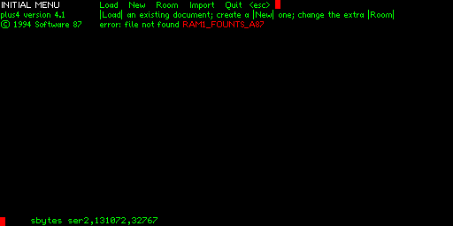 Text87 +4 demo start up screen
