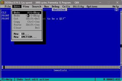 Debug menu in QBX